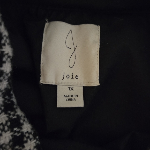 Joie Houndstooth Button Down Women's Boho Casual Shacket Black White Size 1X - Picture 15 of 16